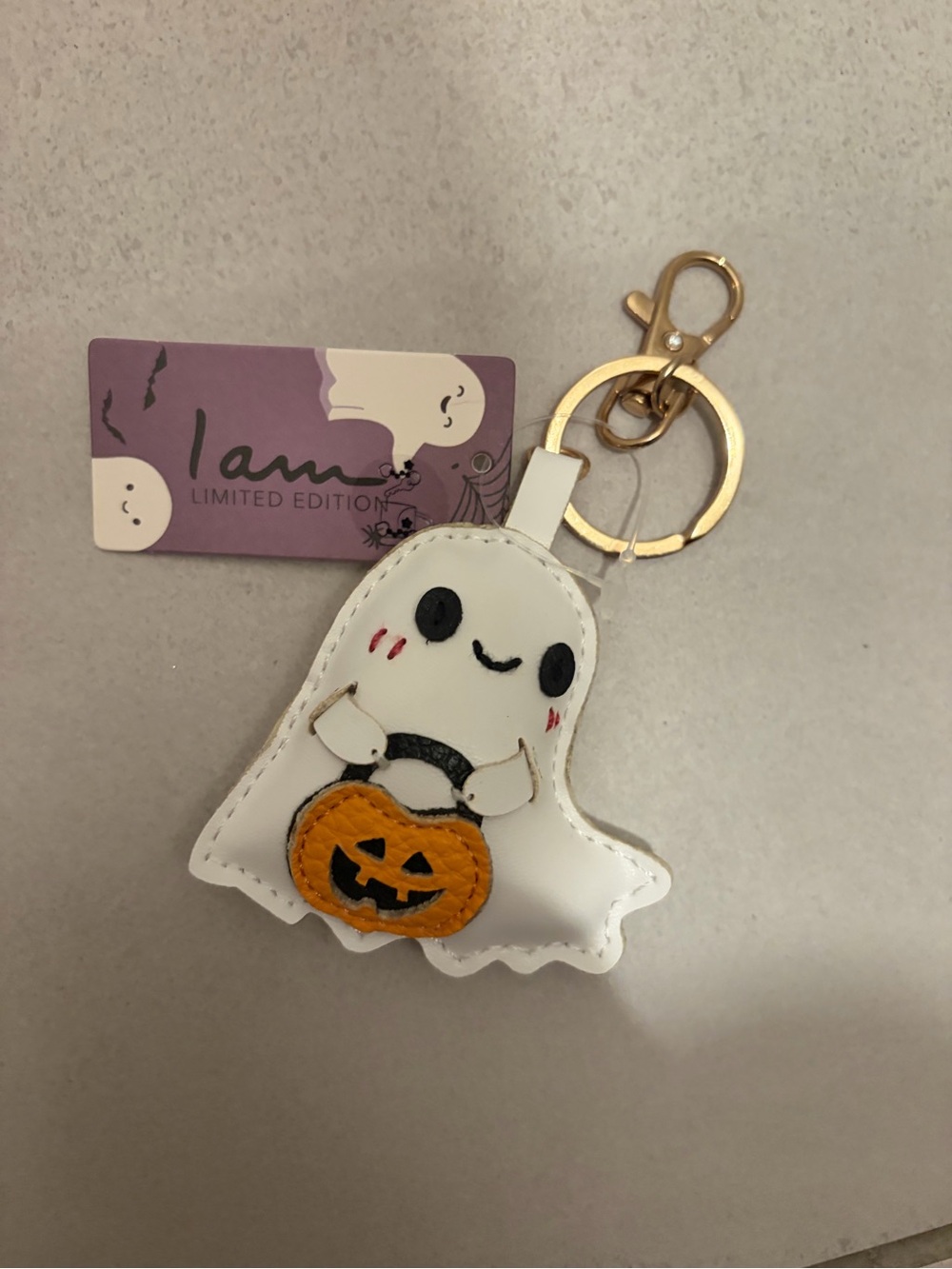 Cute I Am Ghost Halloween Keychain - White & Orange Soooo Adorbs 🥰